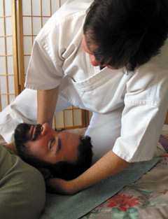 Peggy McInerny practicing Shiatsu in Santa Barbara